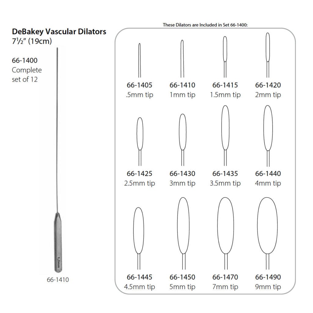 7 1/2" Debakey Vascular Dilator set of 12 BOSS Surgical Instruments
